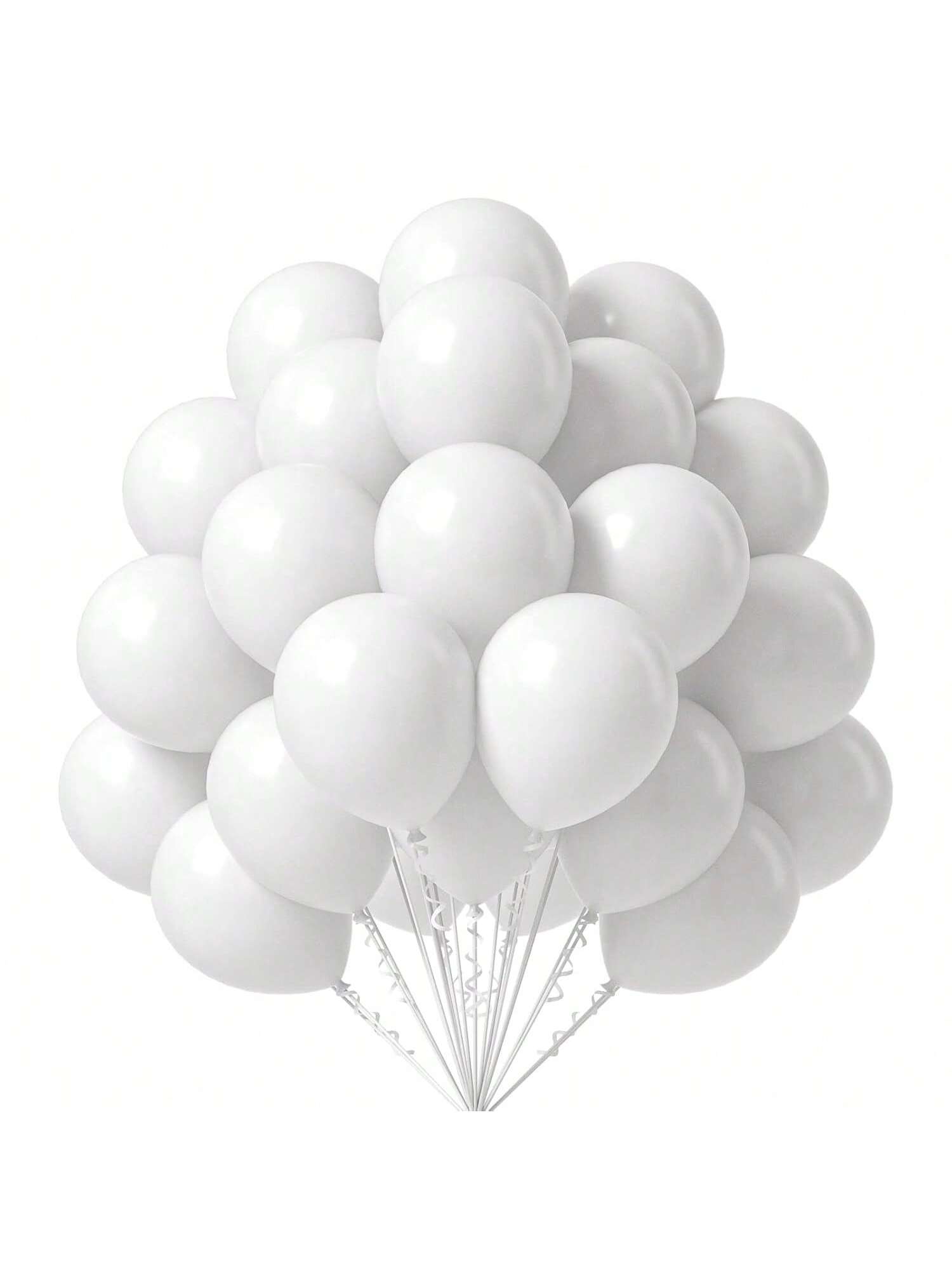 50-Pack 12-Inch White Matte Latex Balloons for Parties Weddings and Showers