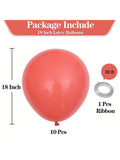 10PCS 18 Inch Coral Red Matte Latex Balloons Round Wedding Birthday Decor