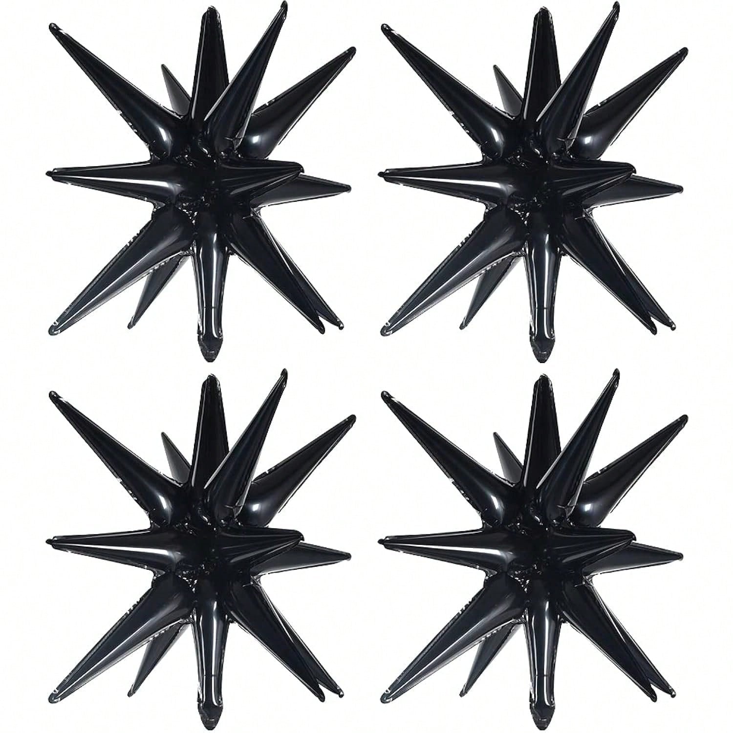 4 Black 22 Inch 4D Starburst Mylar Balloons for Party Christmas and Wedding Decor