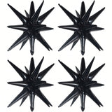 4 Black 22 Inch 4D Starburst Mylar Balloons for Party Christmas and Wedding Decor