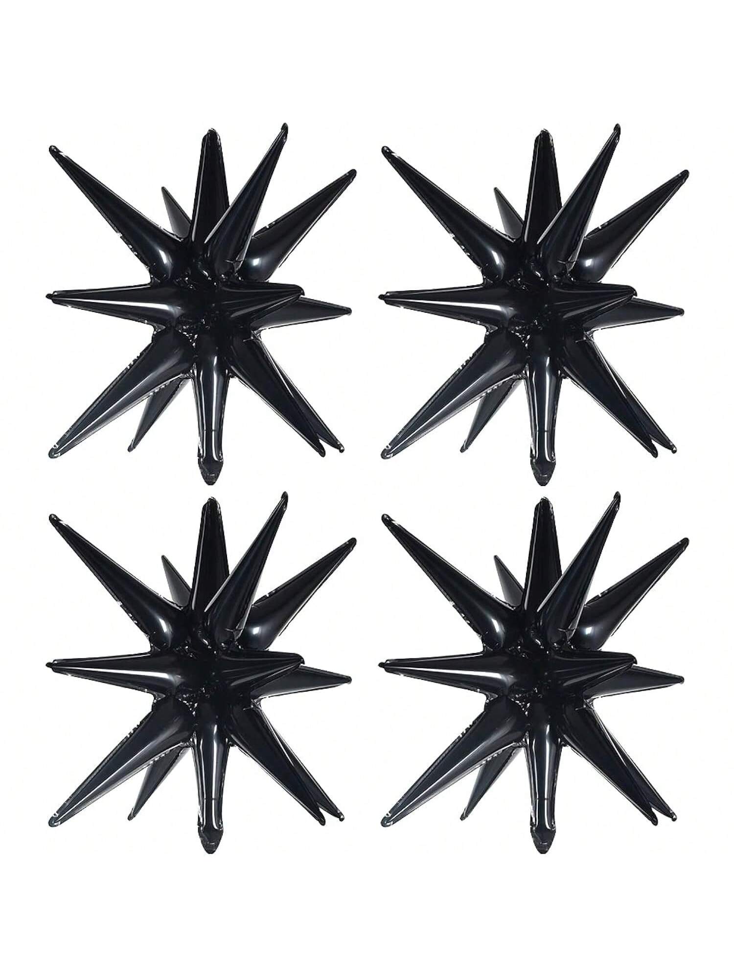 4 Black 22 Inch 4D Starburst Mylar Balloons for Party Christmas and Wedding Decor