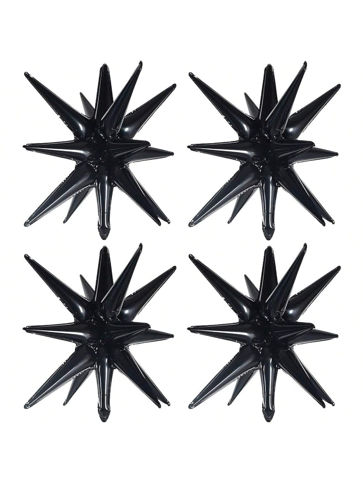 4 Black 22 Inch 4D Starburst Mylar Balloons for Party Christmas and Wedding Decor