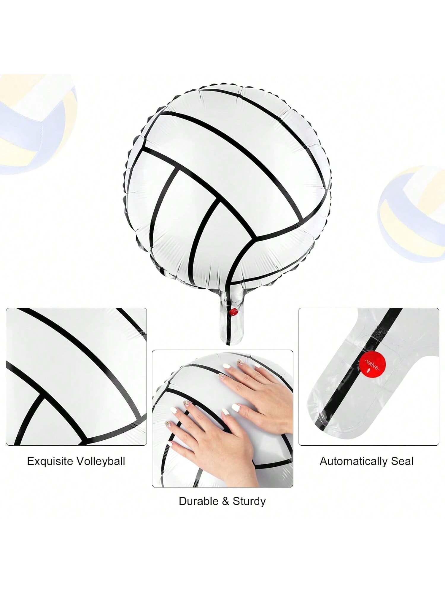 12-Pc 20-Inch Volleyball Foil Balloons for Birthday and Sports Party Decorations