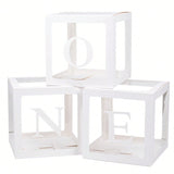 First Birthday 3PCS Balloon Boxes Clear Blocks Party Decor Photoshoot Props