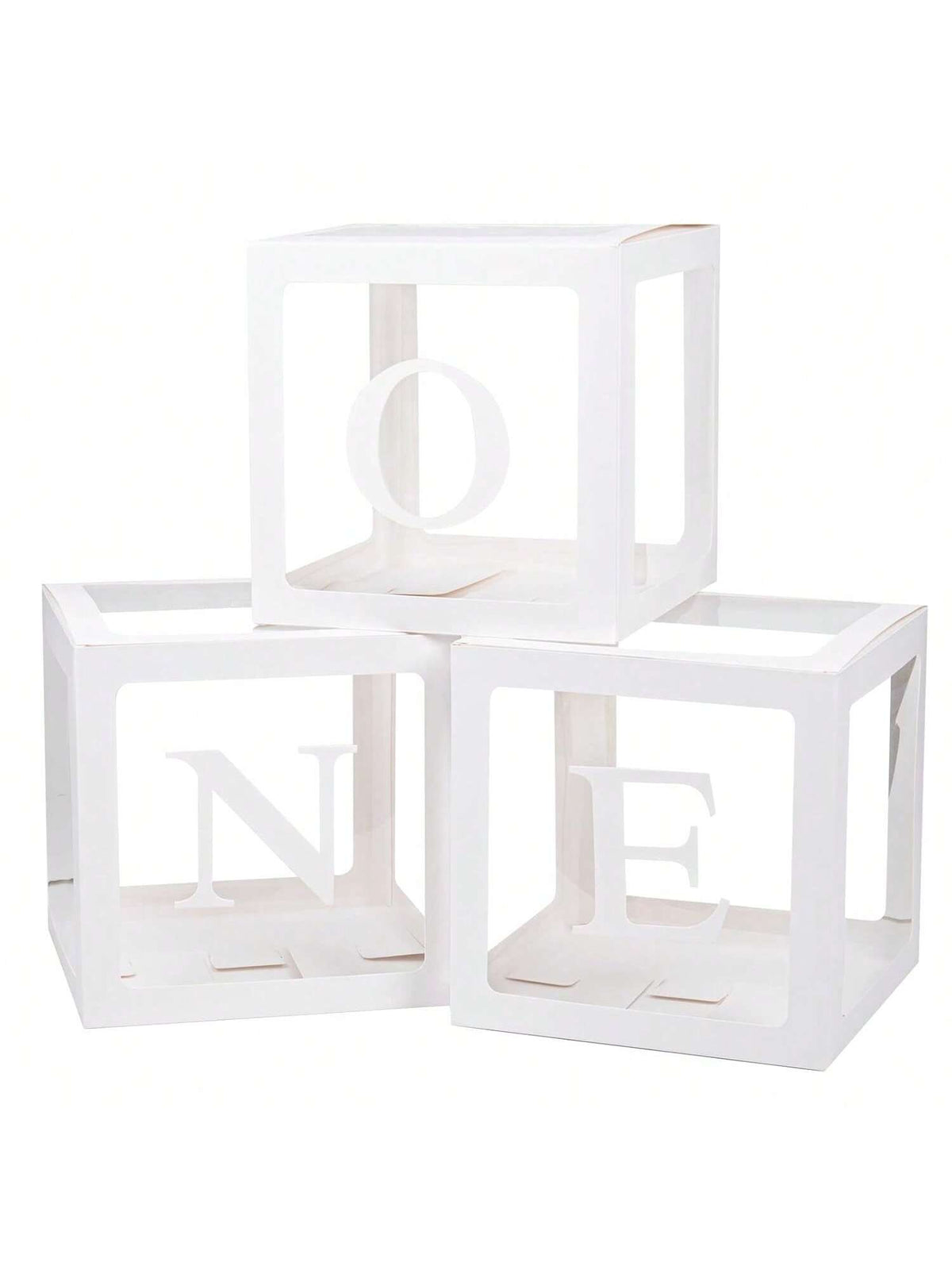 First Birthday 3PCS Balloon Boxes Clear Blocks Party Decor Photoshoot Props