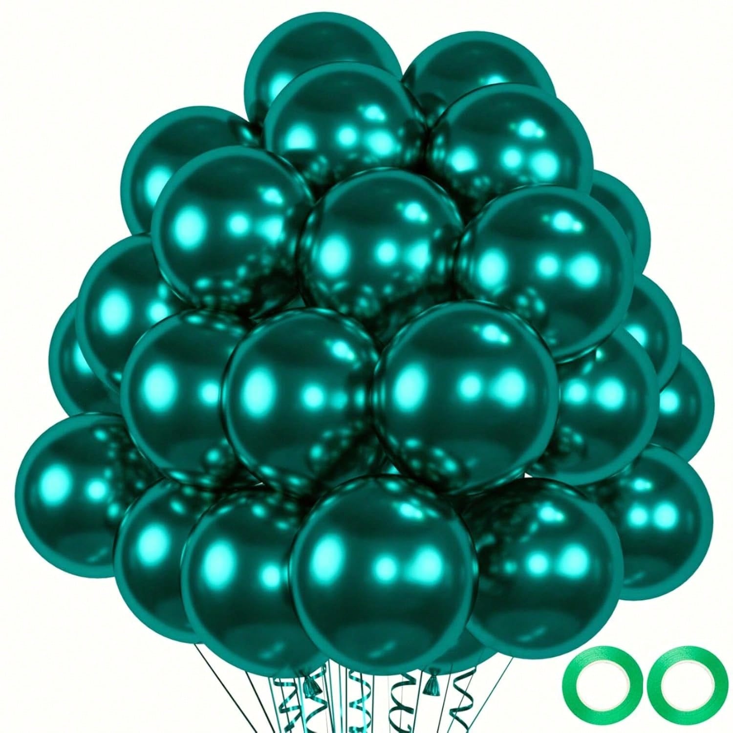 50 Pc 12 Inch Chrome Emerald Green Latex Balloons for Wedding Graduation Parties