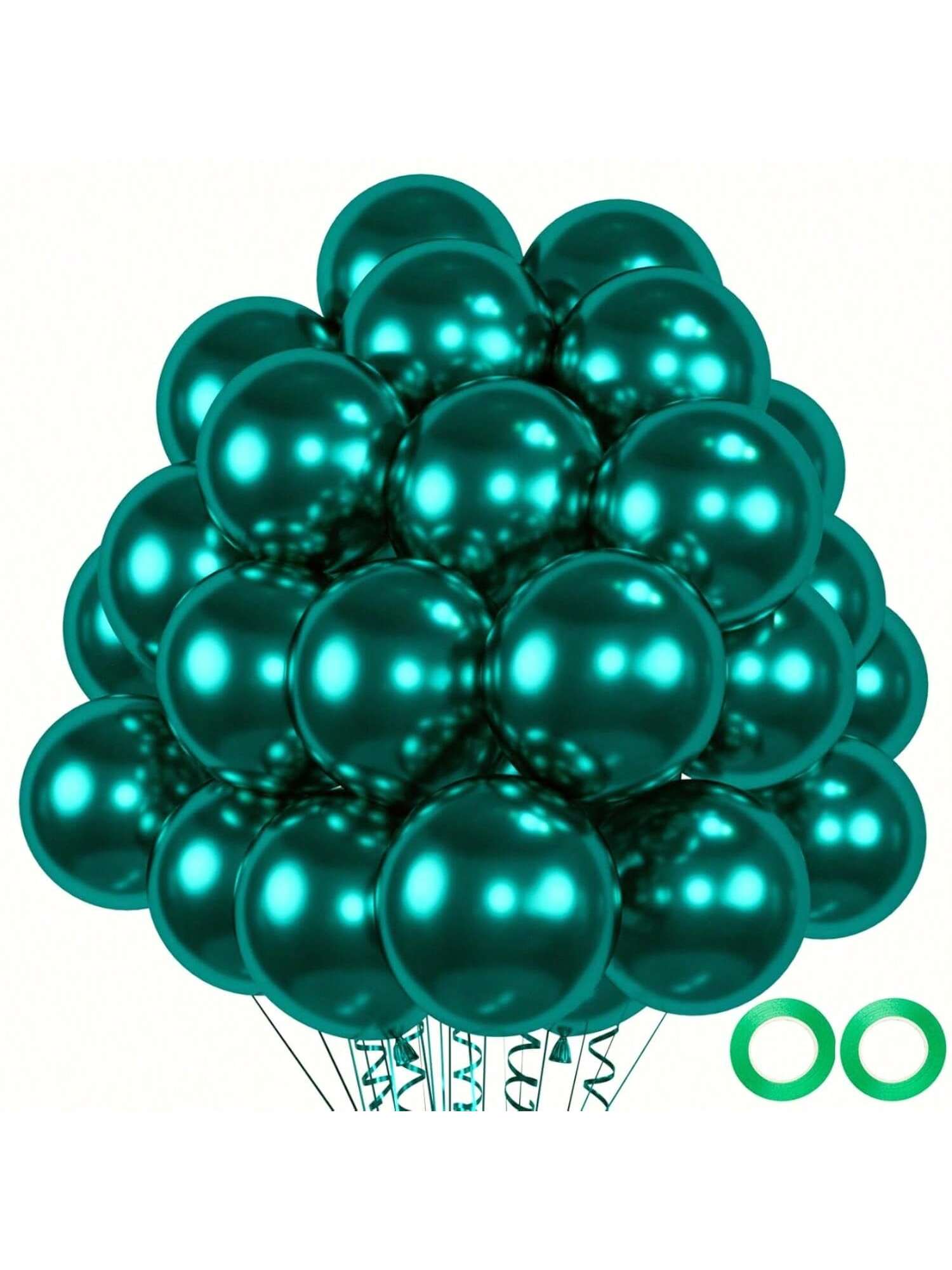 50 Pc 12 Inch Chrome Emerald Green Latex Balloons for Wedding Graduation Parties