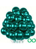 50 Pc 12 Inch Chrome Emerald Green Latex Balloons for Wedding Graduation Parties