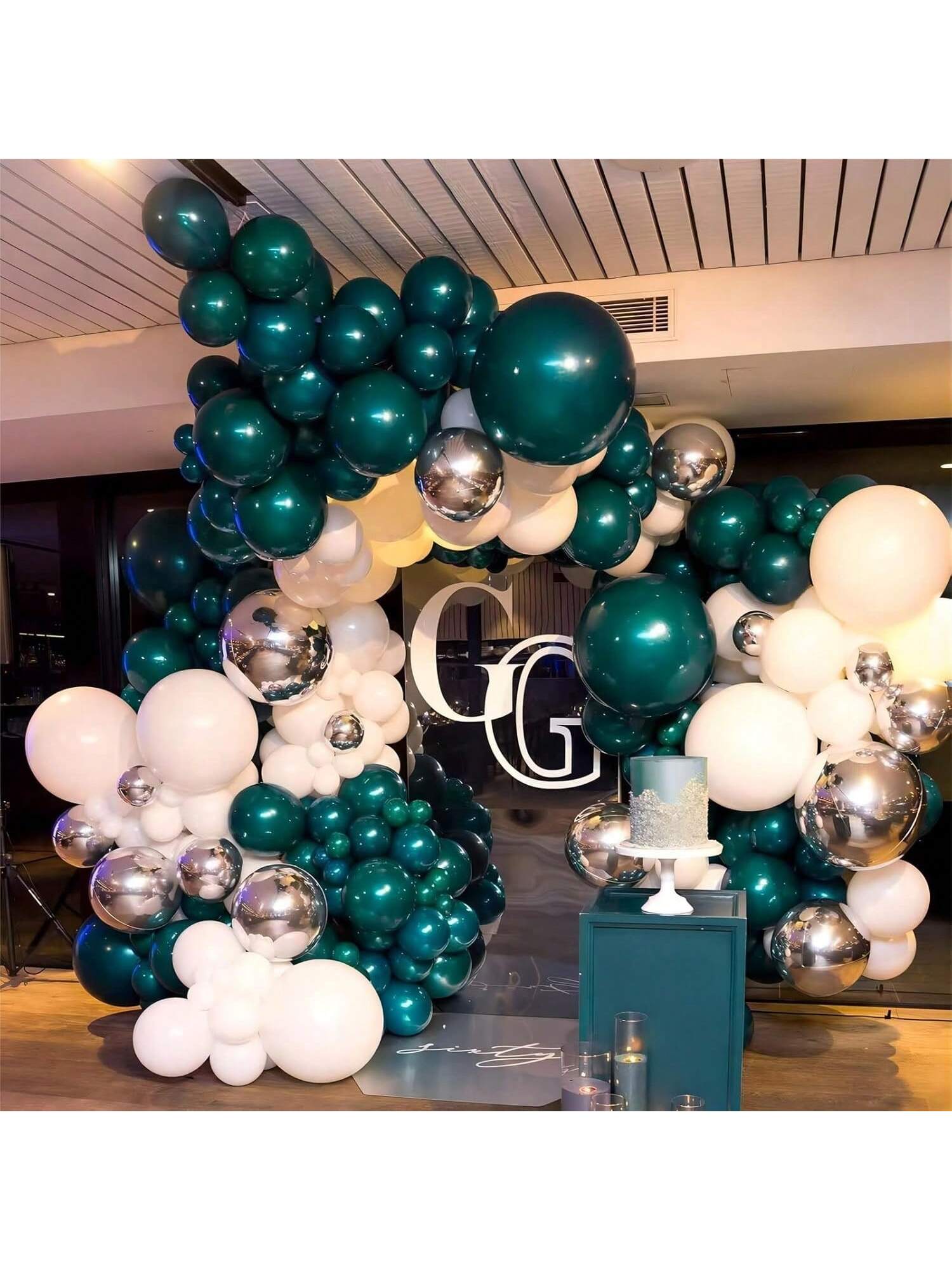 50 Pc 12 Inch Chrome Emerald Green Latex Balloons for Wedding Graduation Parties