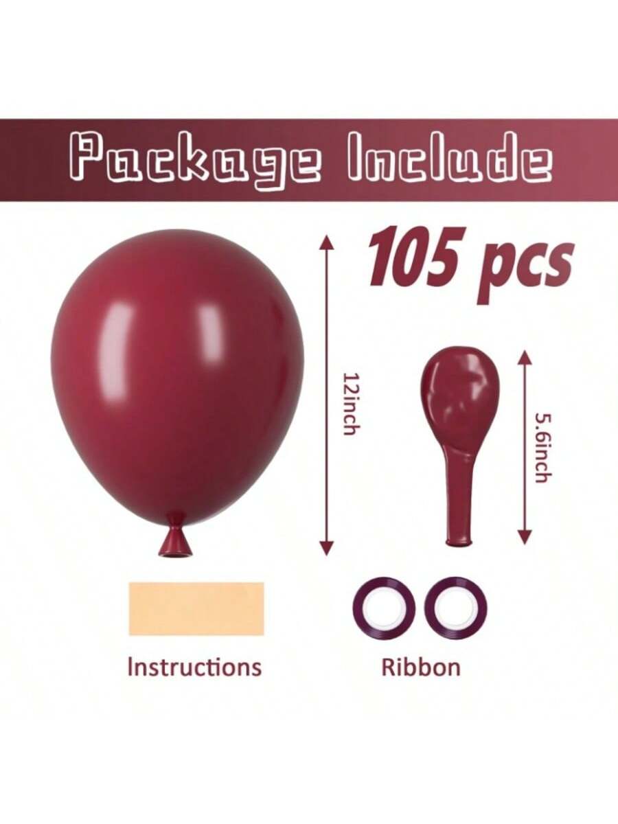 105 Pc 12 Inch Burgundy Latex Balloons for Birthday Graduation Wedding Parties