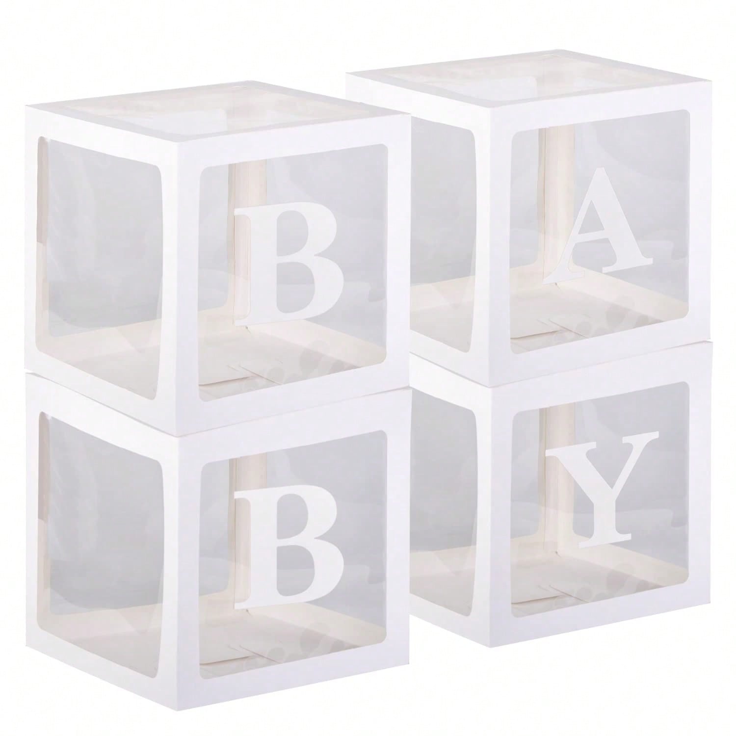 4pcs White Clear Letter Boxes for Party Decorations Birthday Wedding & Shower