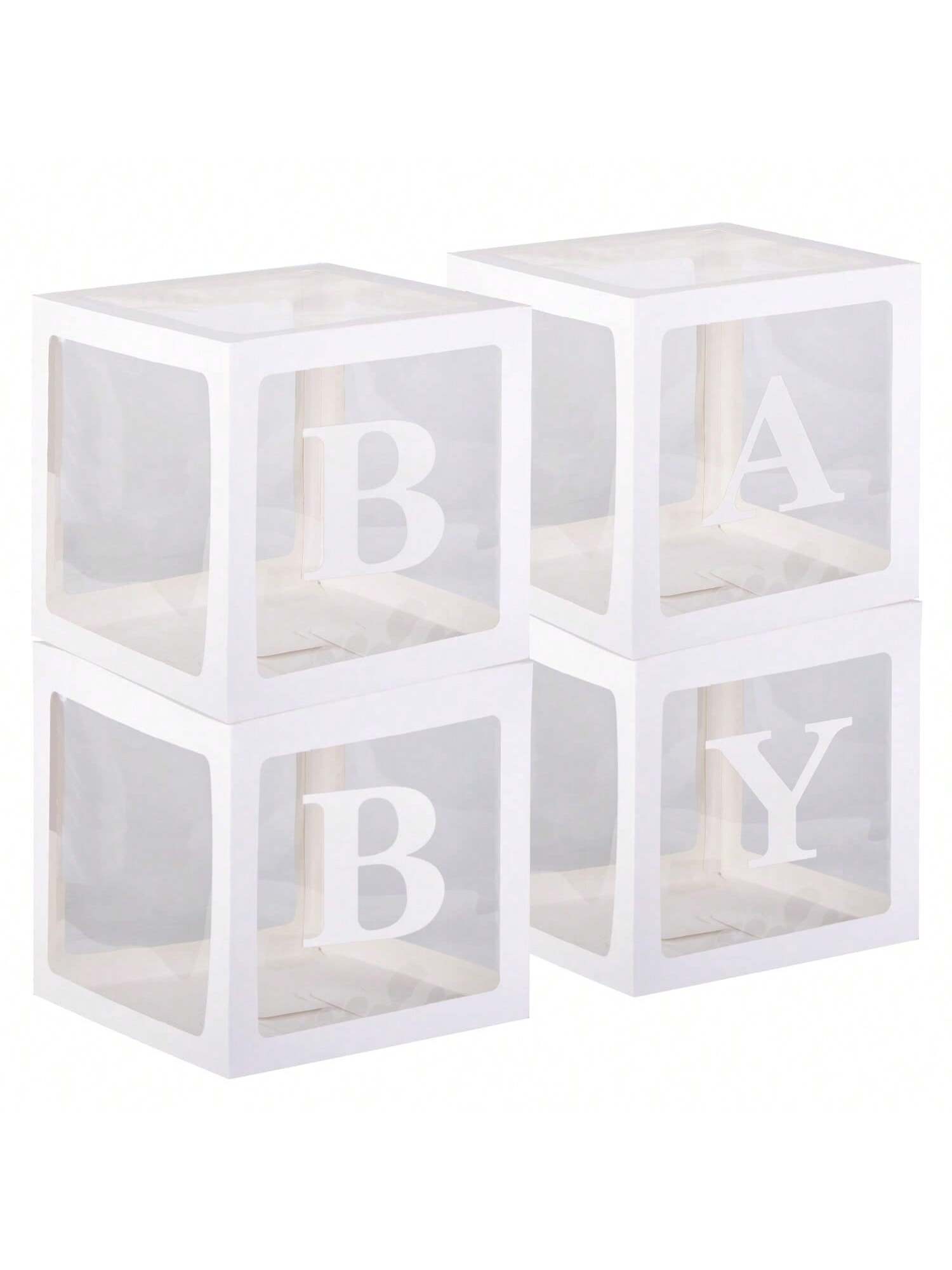 4pcs White Clear Letter Boxes for Party Decorations Birthday Wedding & Shower