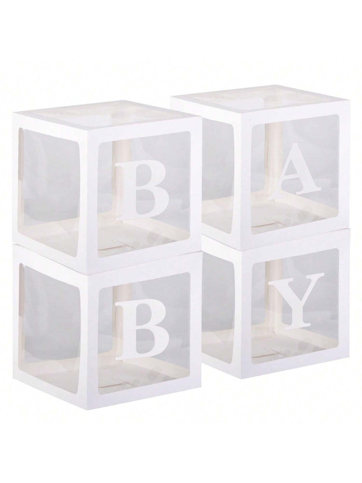 4pcs White Clear Letter Boxes for Party Decorations Birthday Wedding & Shower