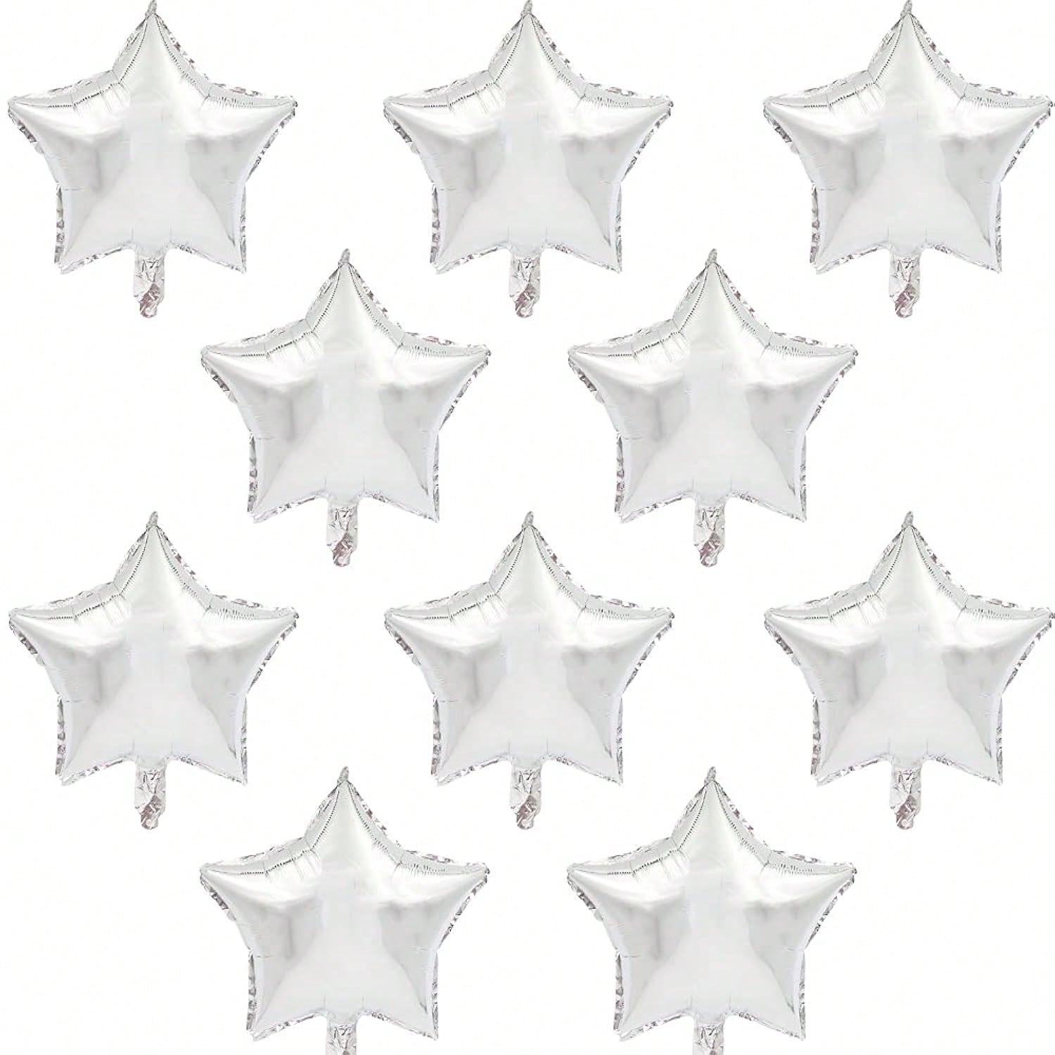 30-Piece 18-Inch Silver Star Foil Balloons for Shower, Wedding, or Party Decor