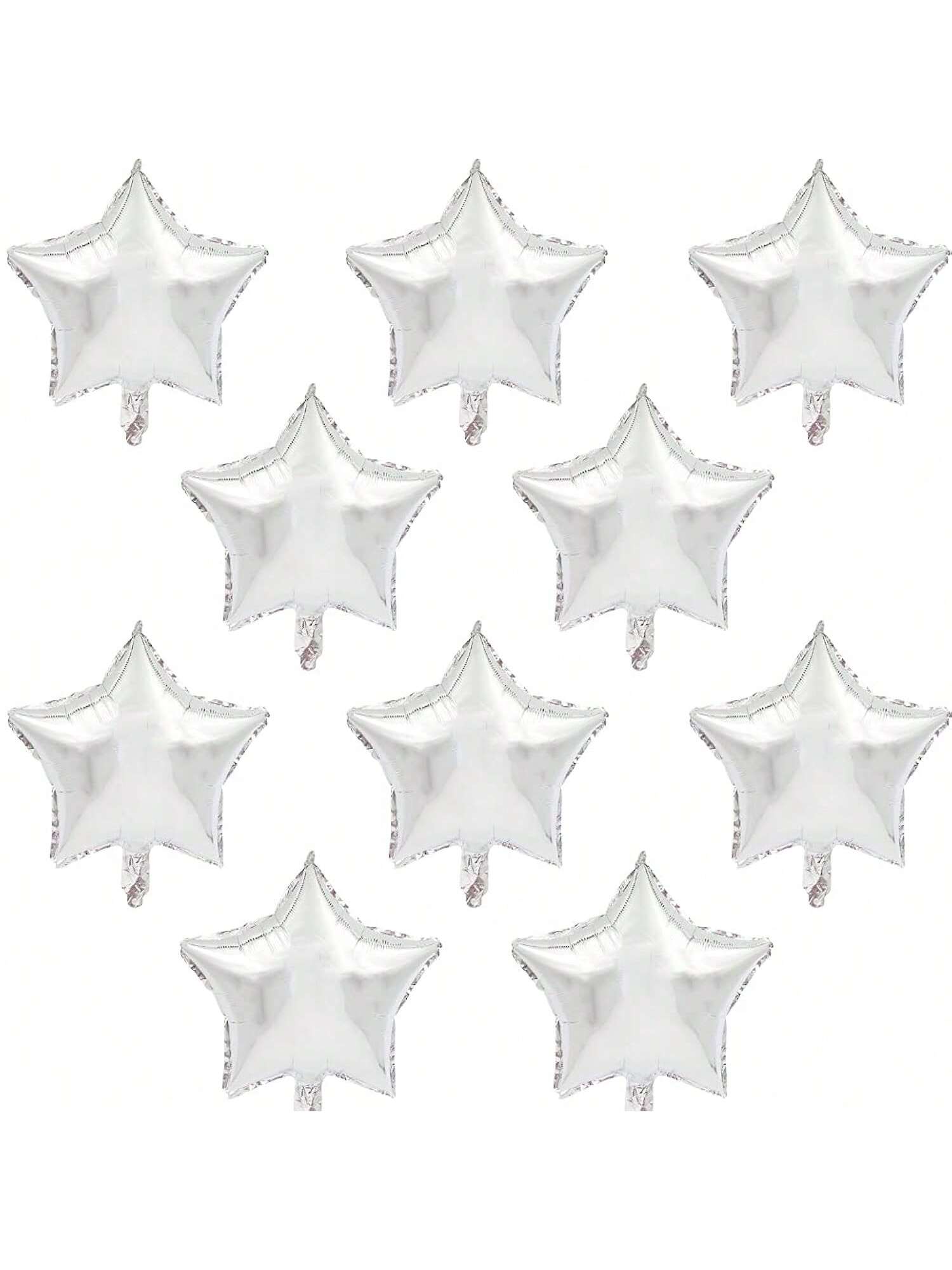 30-Piece 18-Inch Silver Star Foil Balloons for Shower, Wedding, or Party Decor