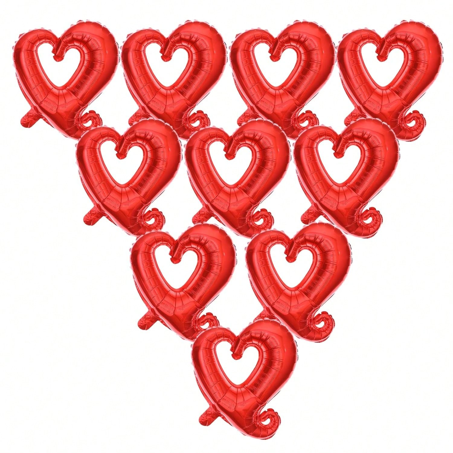 Red Heart Balloons, Heart Shape Foil Mylar Helium Balloon 10 Pcs