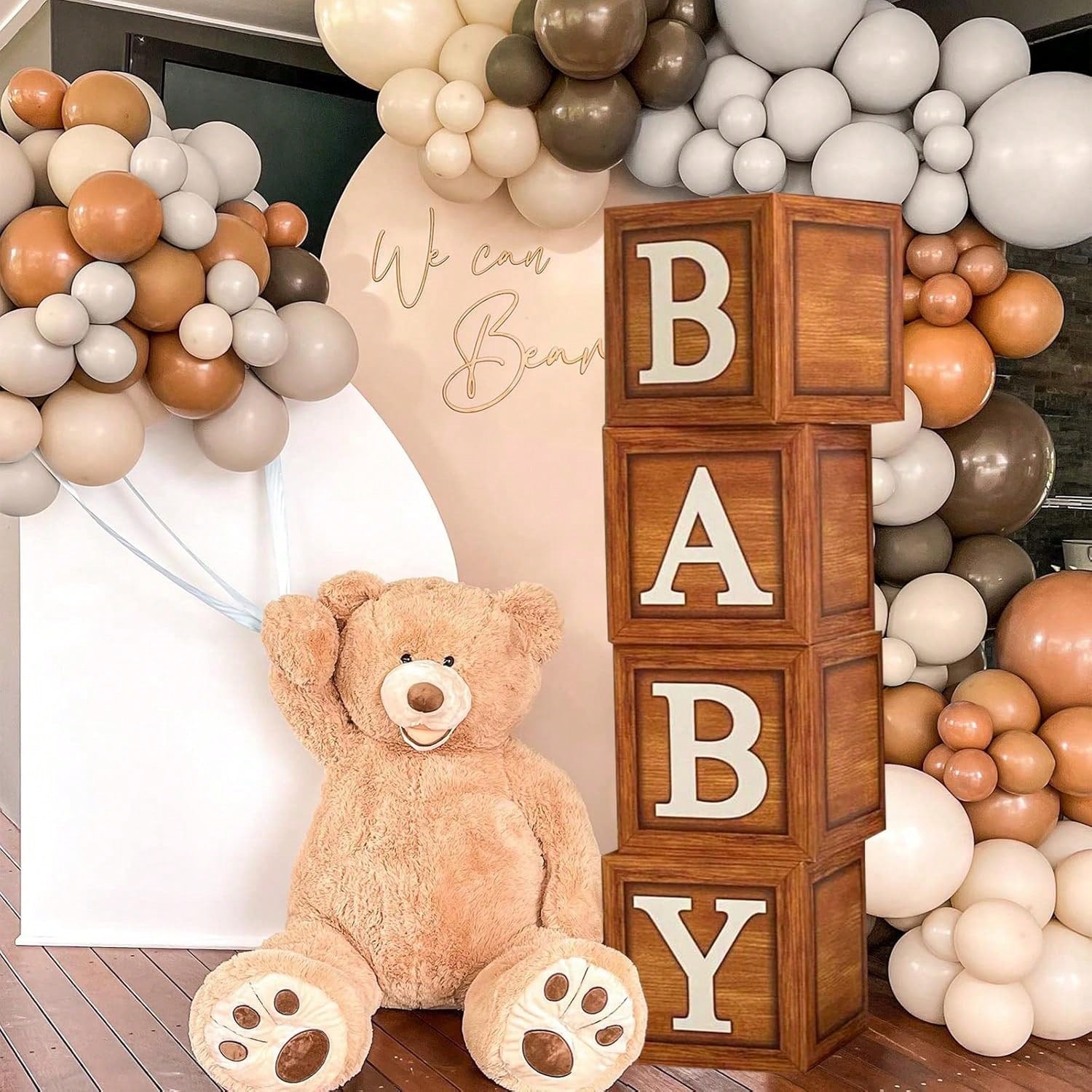 4pcs Wooden Letter Blocks for Baby Shower Gender Reveal and Woodland Party