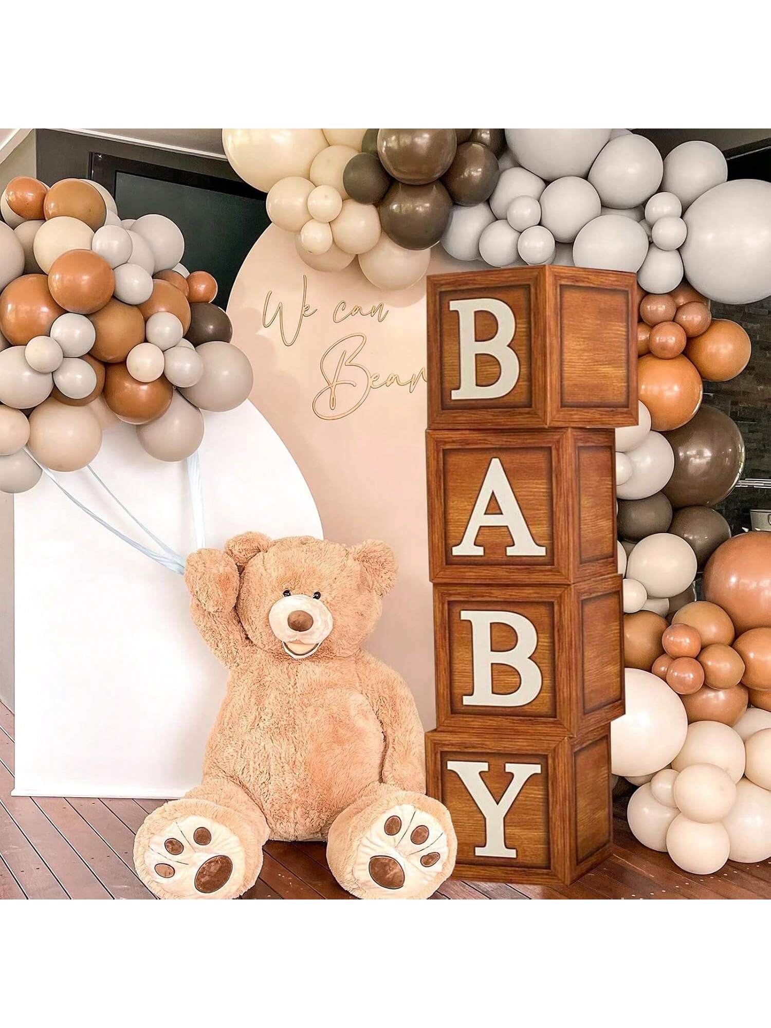 4pcs Wooden Letter Blocks for Baby Shower Gender Reveal and Woodland Party
