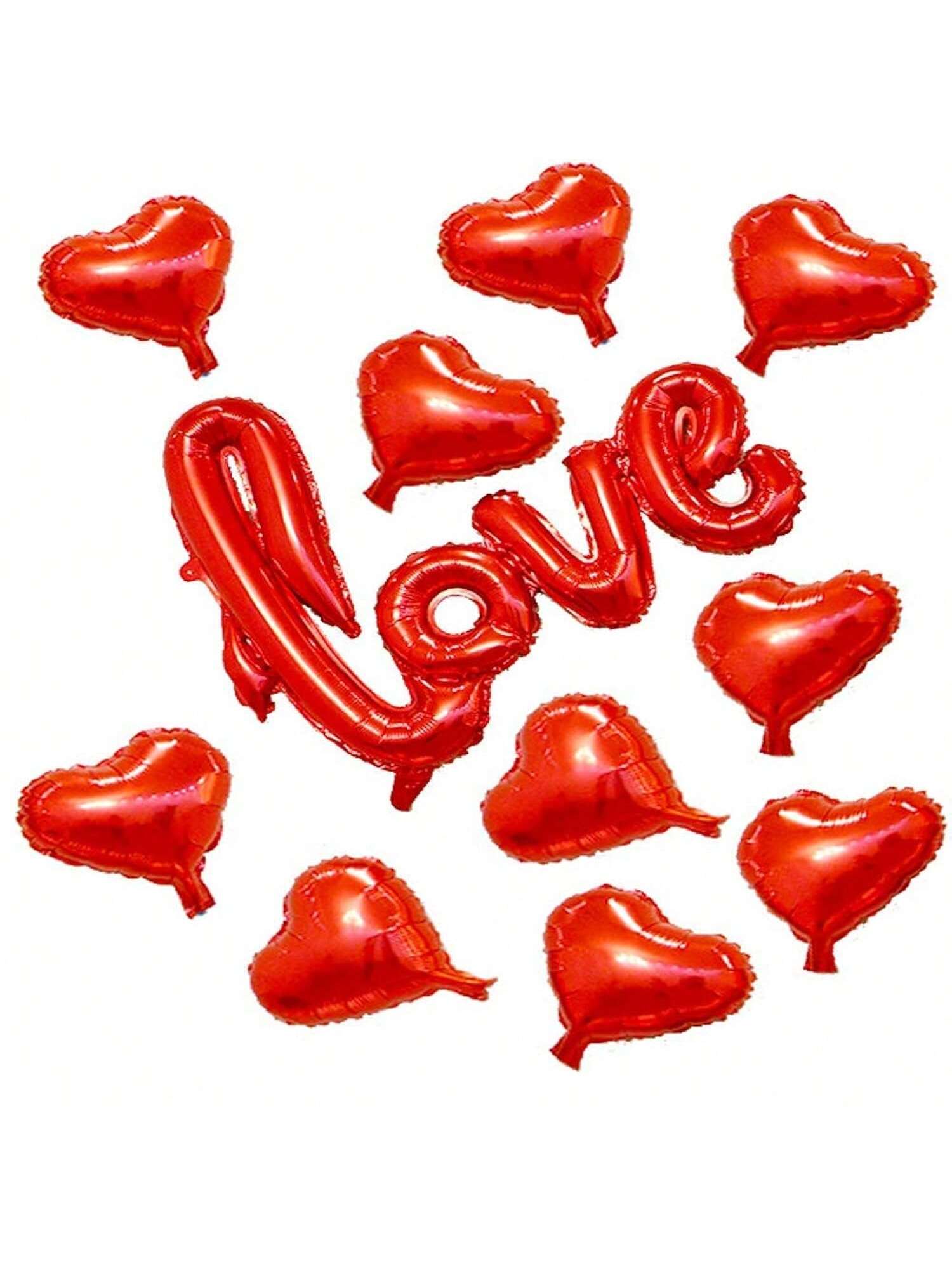 11 Pc Red Heart and Love Balloons Kit for Valentine Wedding Birthday Party