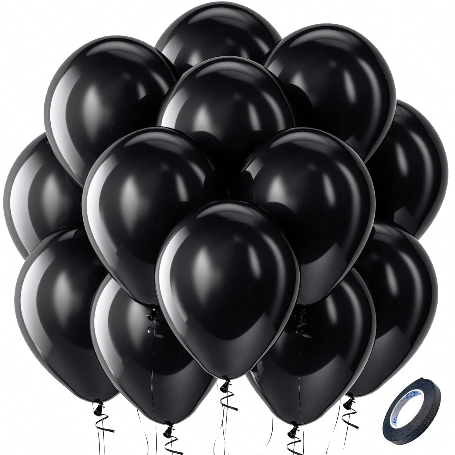 100 Black 12-Inch Latex Balloons for Wedding, Graduation, Birthday, or Party Decor