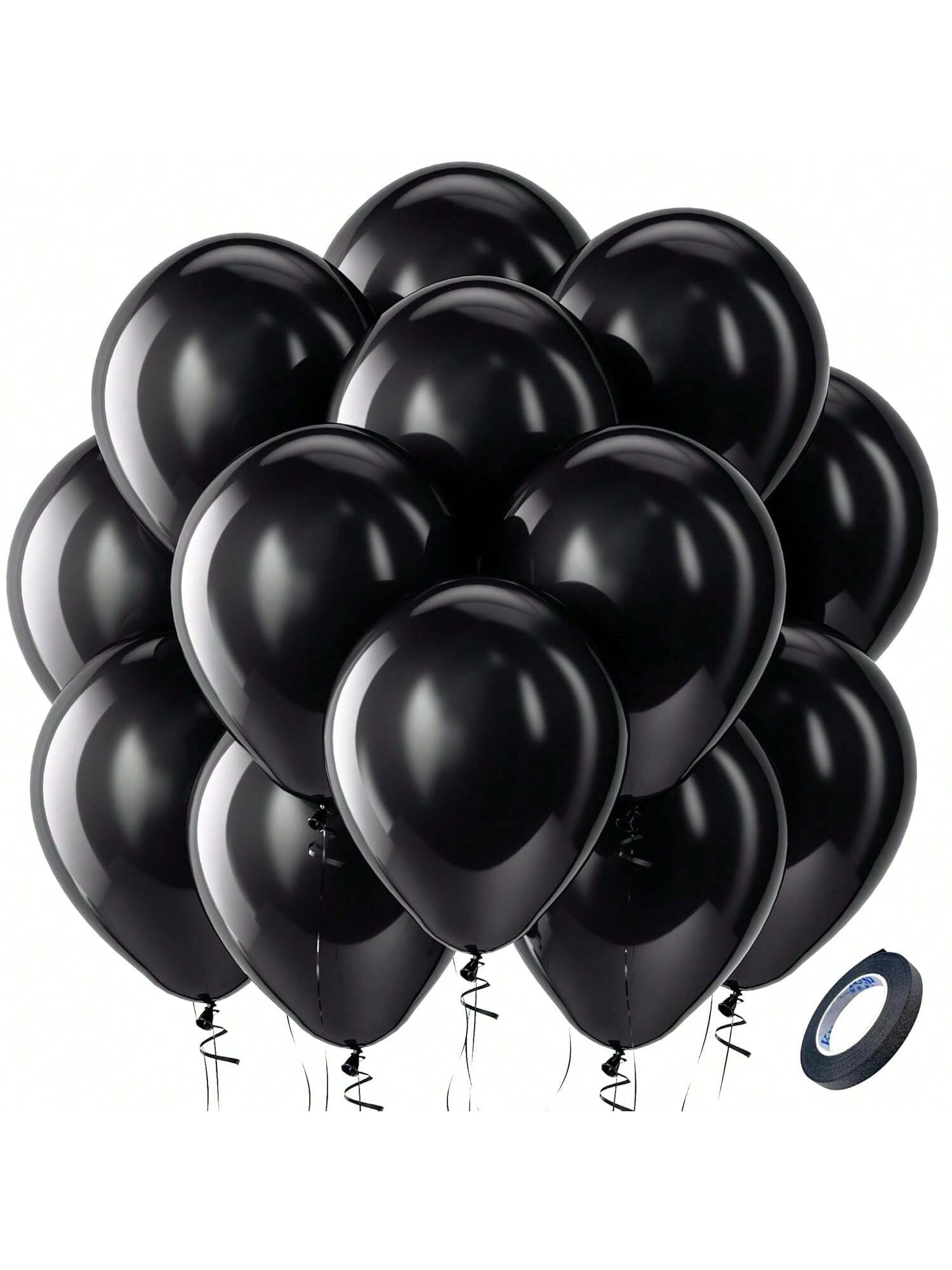 100 Black 12-Inch Latex Balloons for Wedding, Graduation, Birthday, or Party Decor