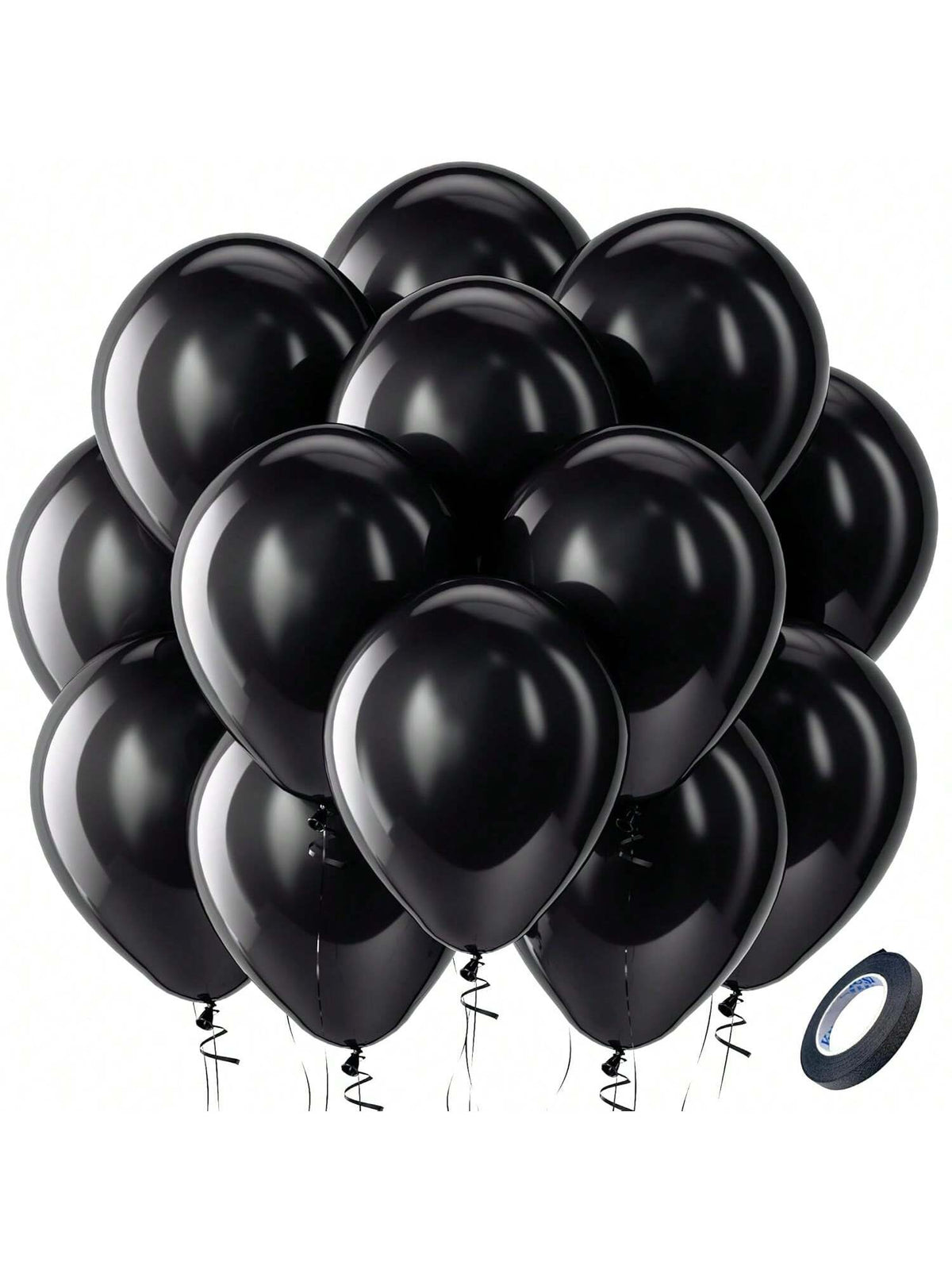 100 Black 12-Inch Latex Balloons for Wedding, Graduation, Birthday, or Party Decor