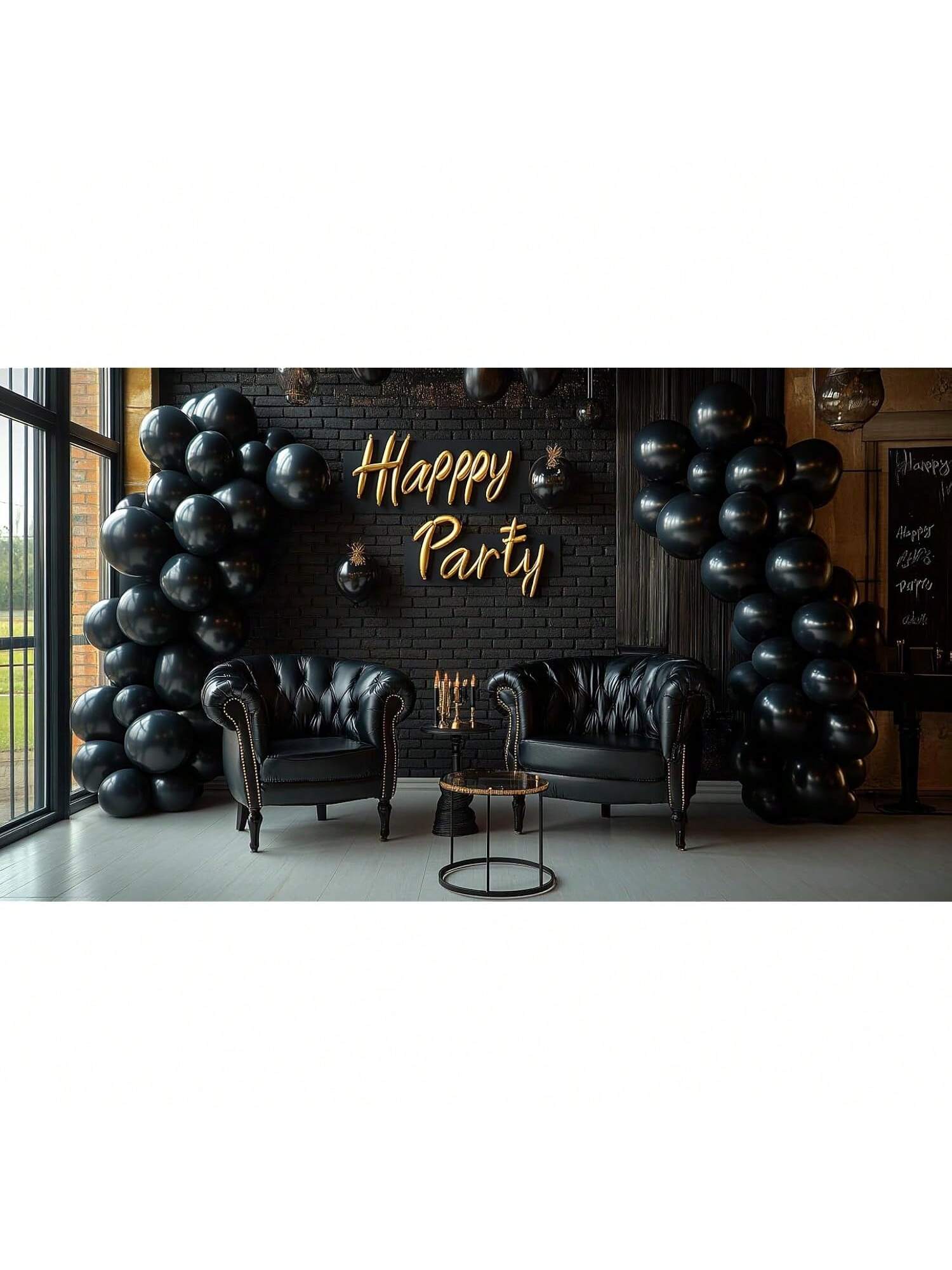 100 Black 12-Inch Latex Balloons for Wedding, Graduation, Birthday, or Party Decor