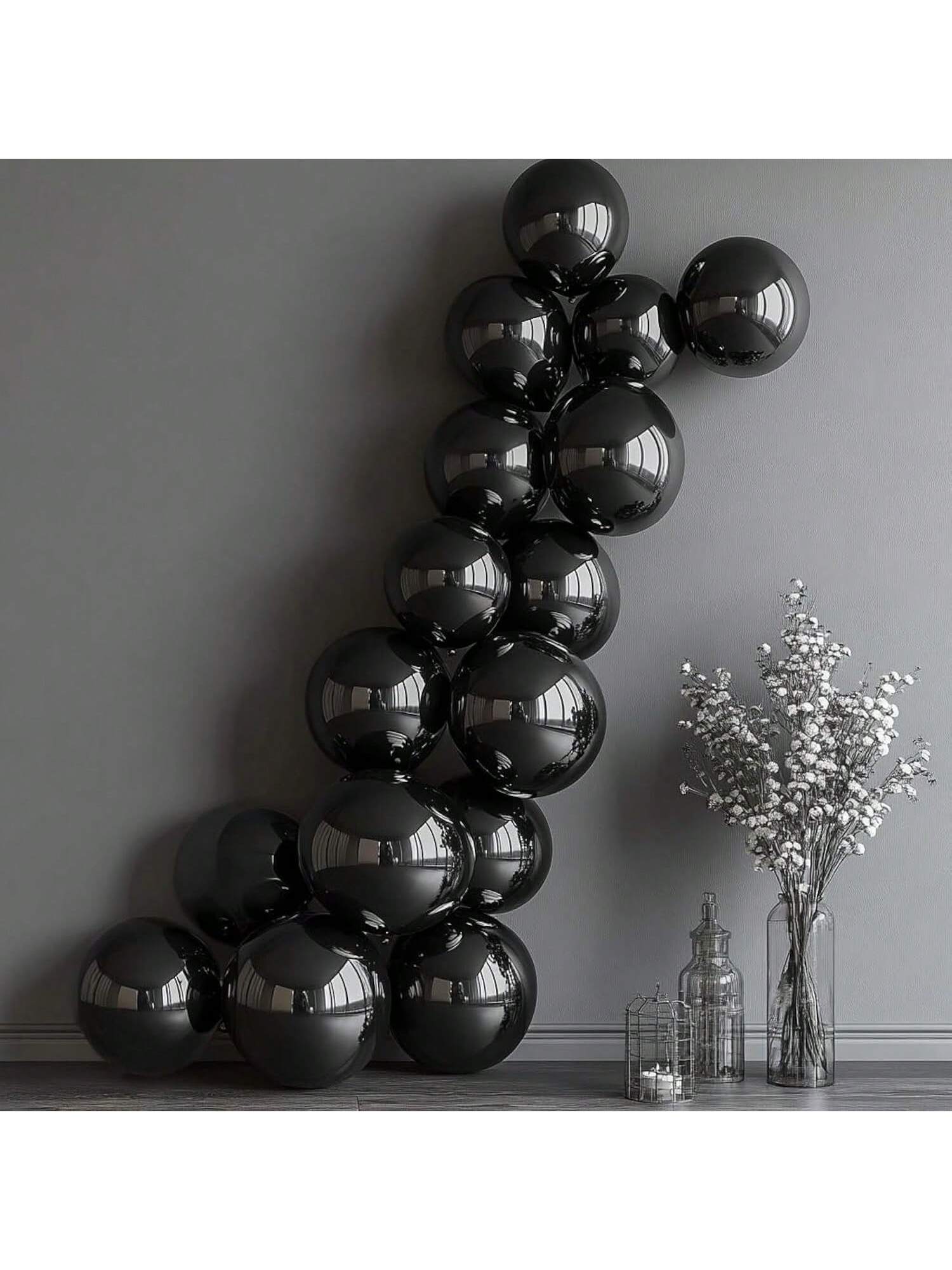 100 Black 12-Inch Latex Balloons for Wedding, Graduation, Birthday, or Party Decor