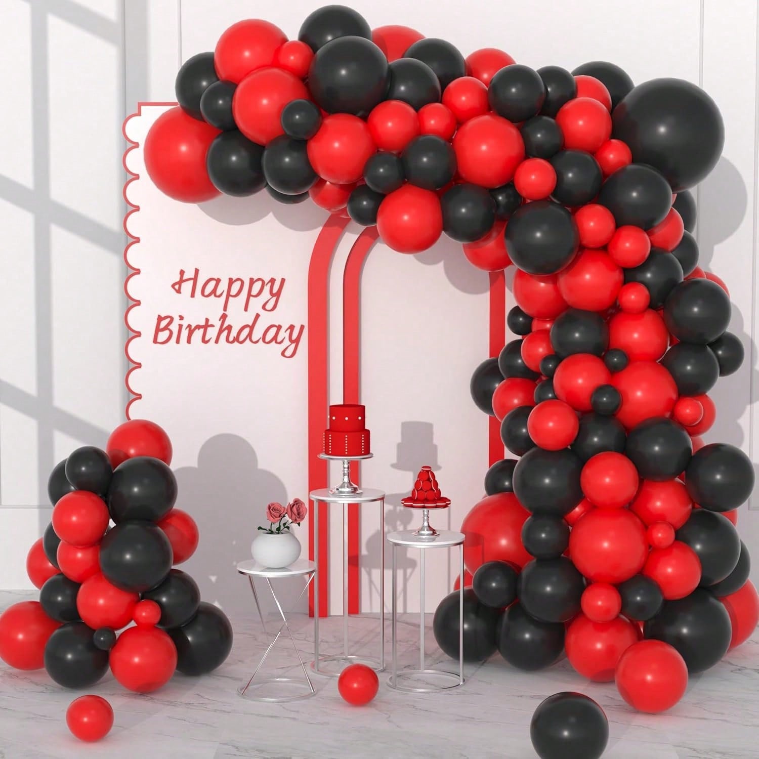 122pcs Red & Black Balloon Garland Kit for Birthday Wedding & Party Decorations