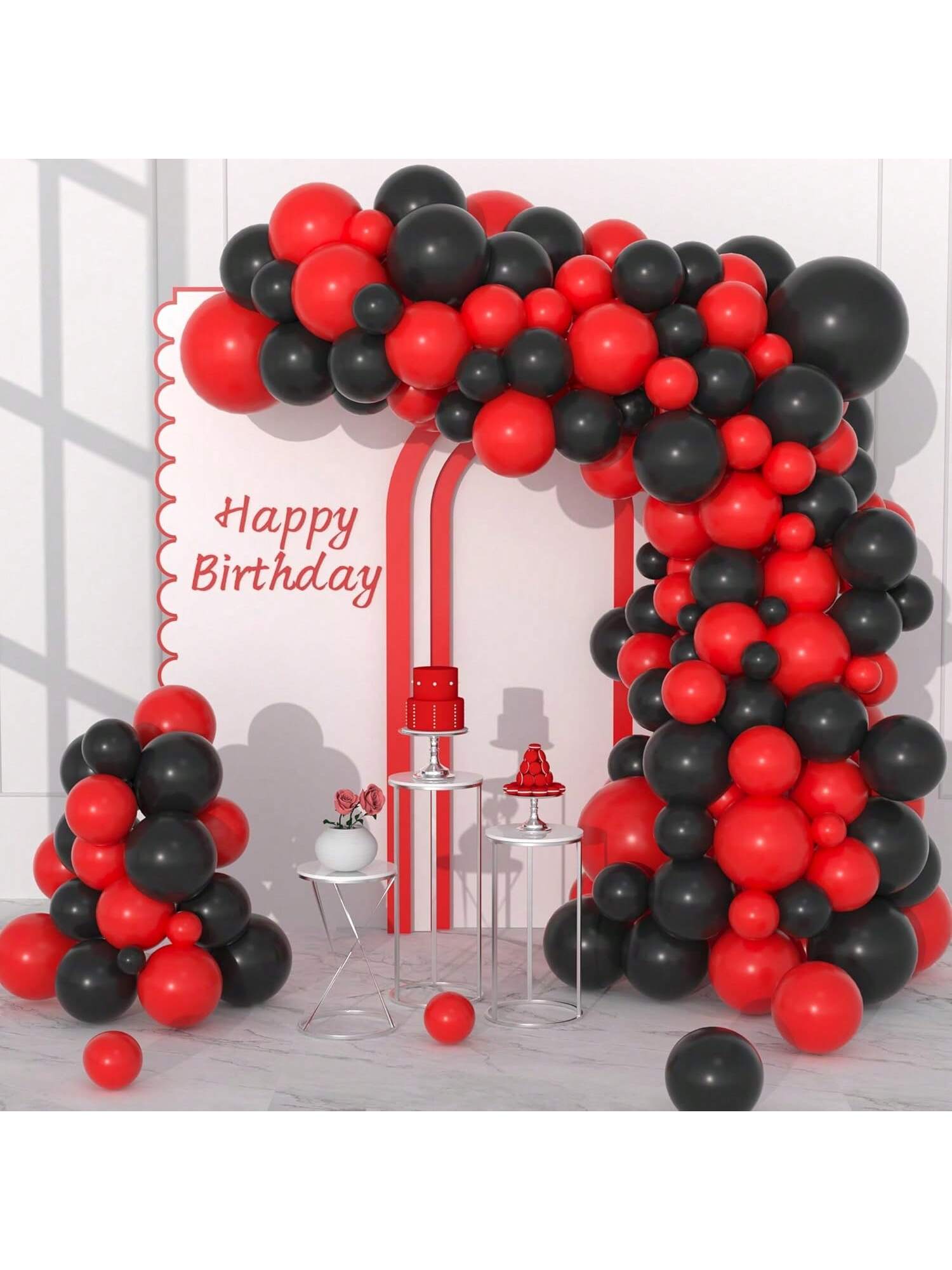 122pcs Red & Black Balloon Garland Kit for Birthday Wedding & Party Decorations