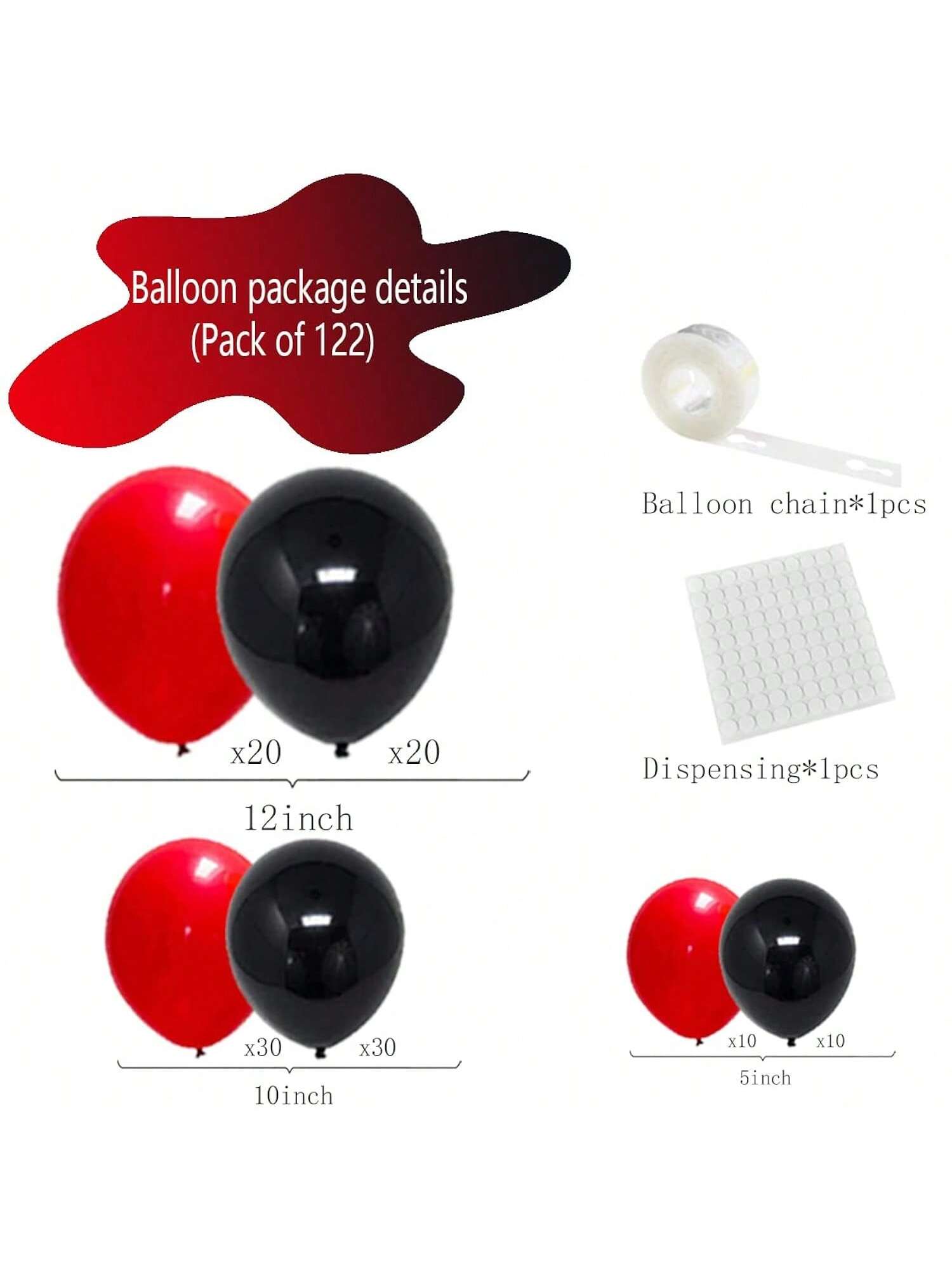 122pcs Red & Black Balloon Garland Kit for Birthday Wedding & Party Decorations