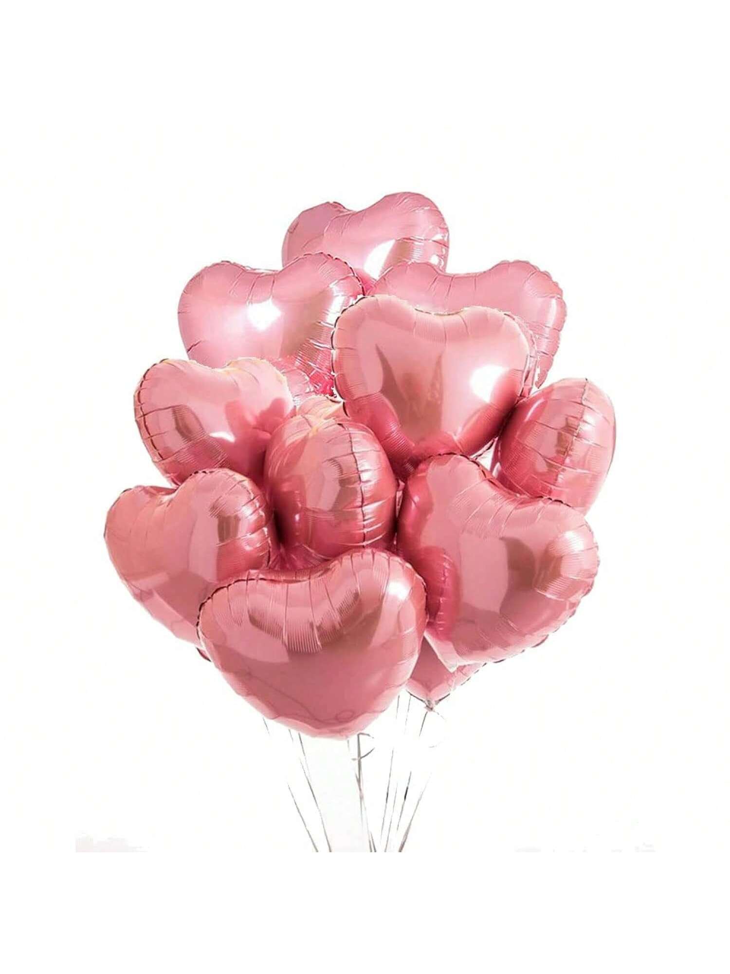 20-Piece 18-Inch Pink Heart Balloons for Birthday Valentine and Wedding Decor