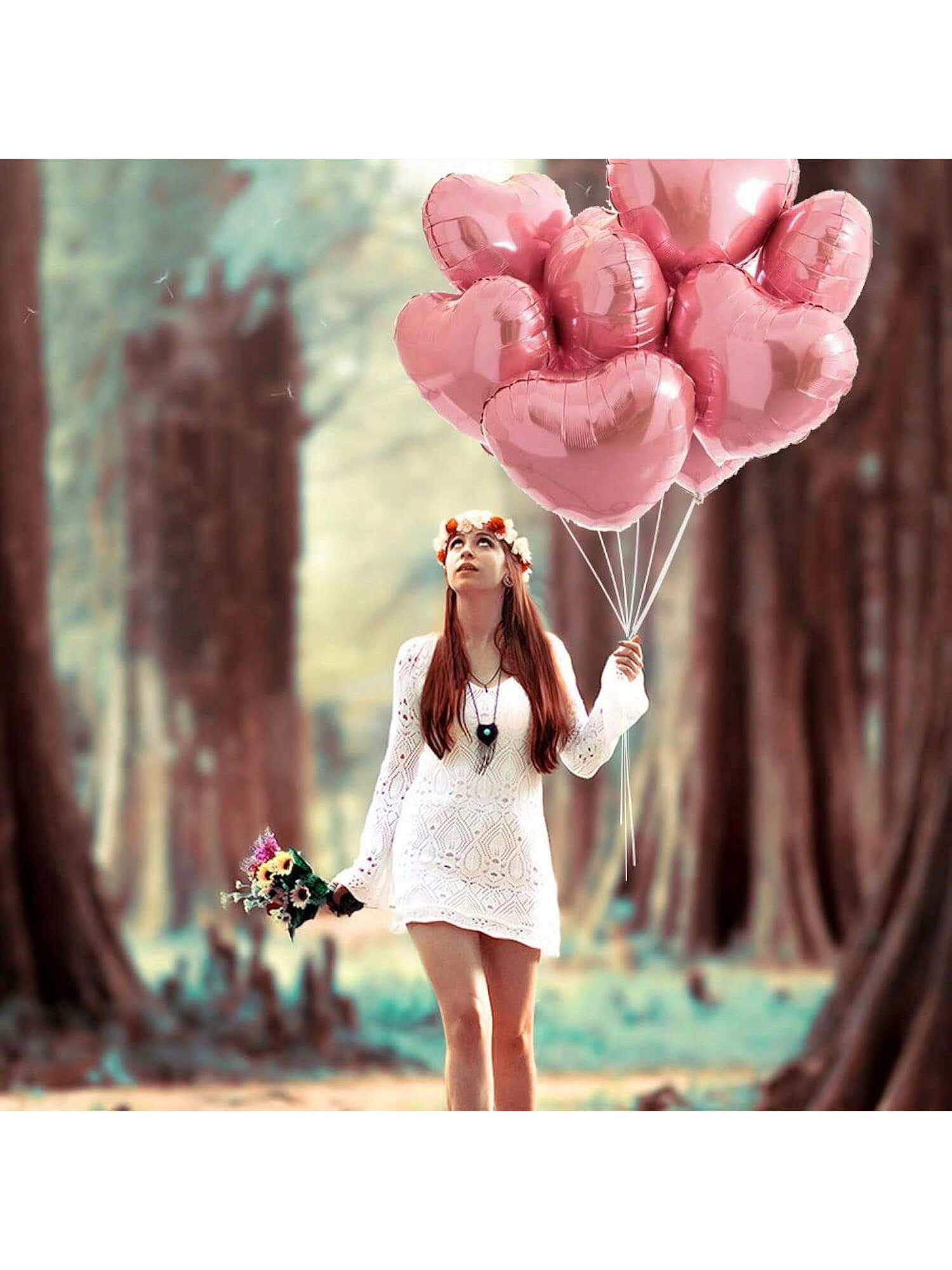 20-Piece 18-Inch Pink Heart Balloons for Birthday Valentine and Wedding Decor