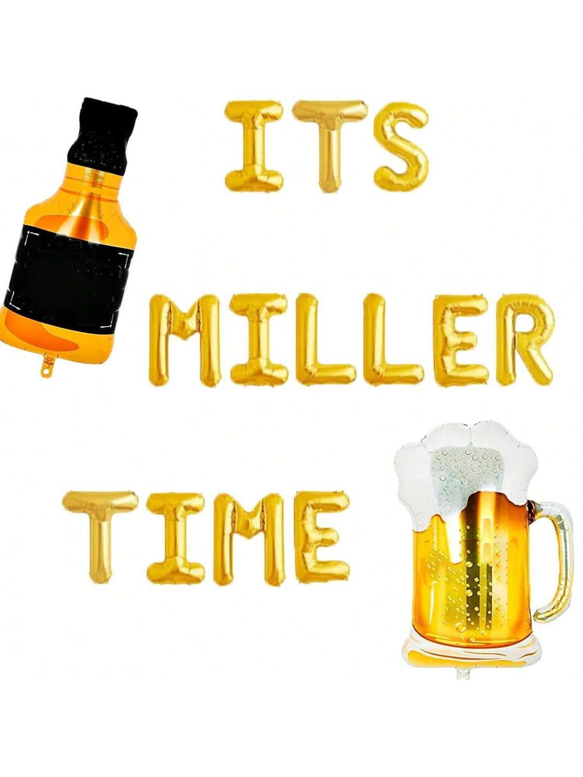 Its Miller Time Gold Beer Balloon with Party Banner for Birthday & Beer Party