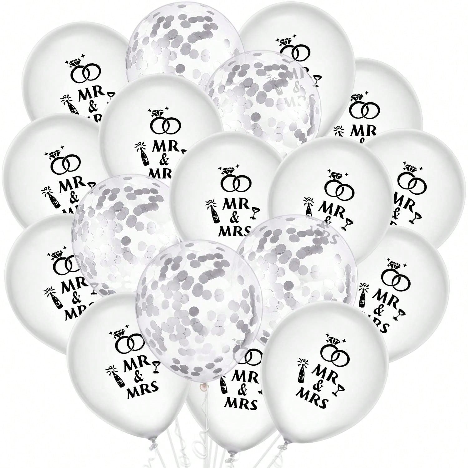 35pcs Wedding Balloons with Mr Mrs and Rose Gold Confetti for Parties