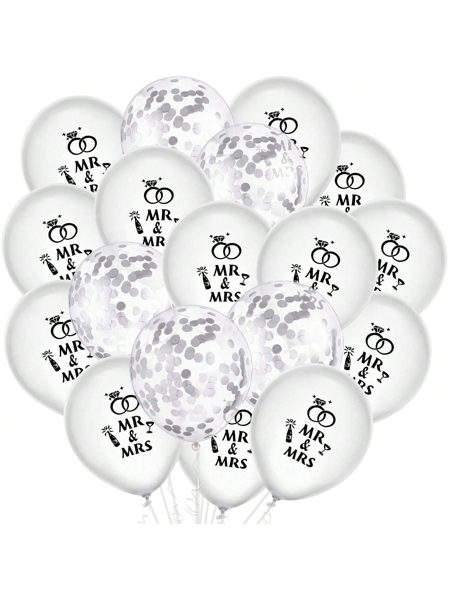 35pcs Wedding Balloons with Mr Mrs and Rose Gold Confetti for Parties