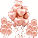 20pcs Big Rose Gold Foil Heart Balloons for Valentines Day & Party Decor