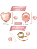 20pcs Big Rose Gold Foil Heart Balloons for Valentines Day & Party Decor