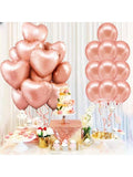 20pcs Big Rose Gold Foil Heart Balloons for Valentines Day & Party Decor