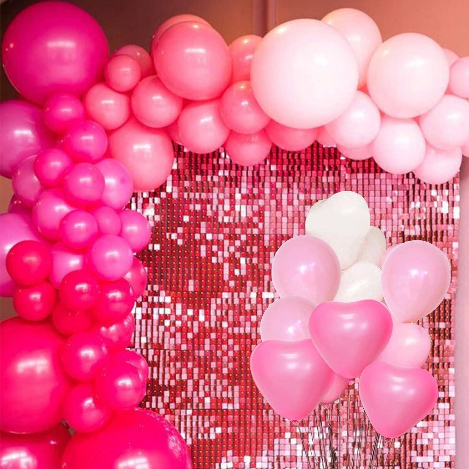 100pcs Valentines Balloon Arch Kit Pink Red White Heart Balloons for Party Decor