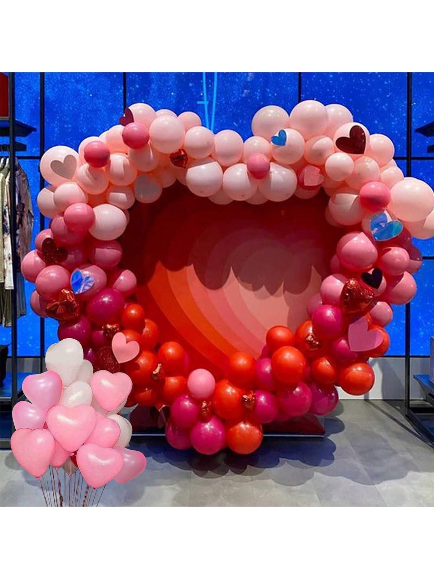 100pcs Valentines Balloon Arch Kit Pink Red White Heart Balloons for Party Decor