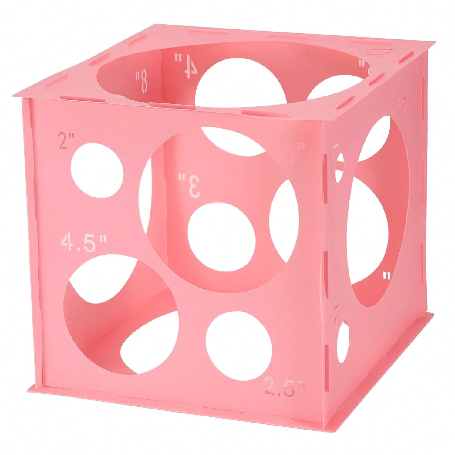 12-Hole Pink Plastic Balloon Sizer Cube for Arches Towers Columns 2-10 Inch