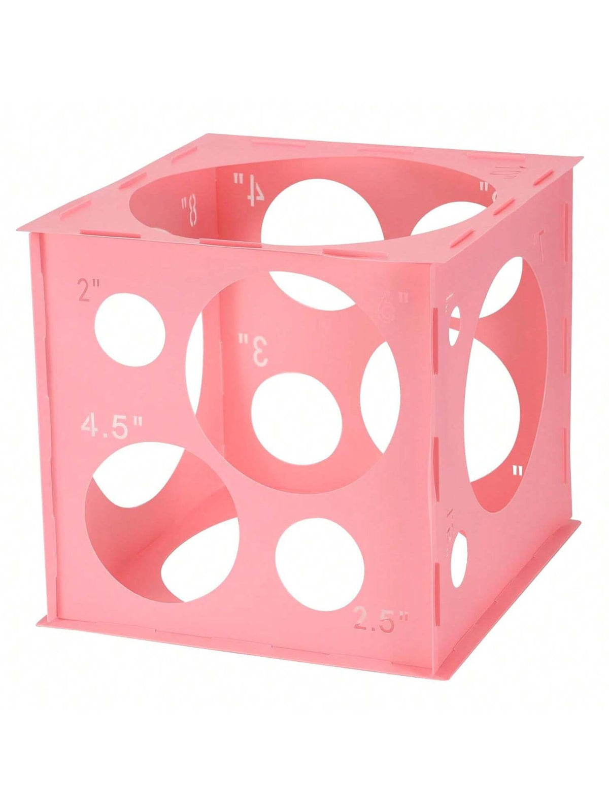 12-Hole Pink Plastic Balloon Sizer Cube for Arches Towers Columns 2-10 Inch