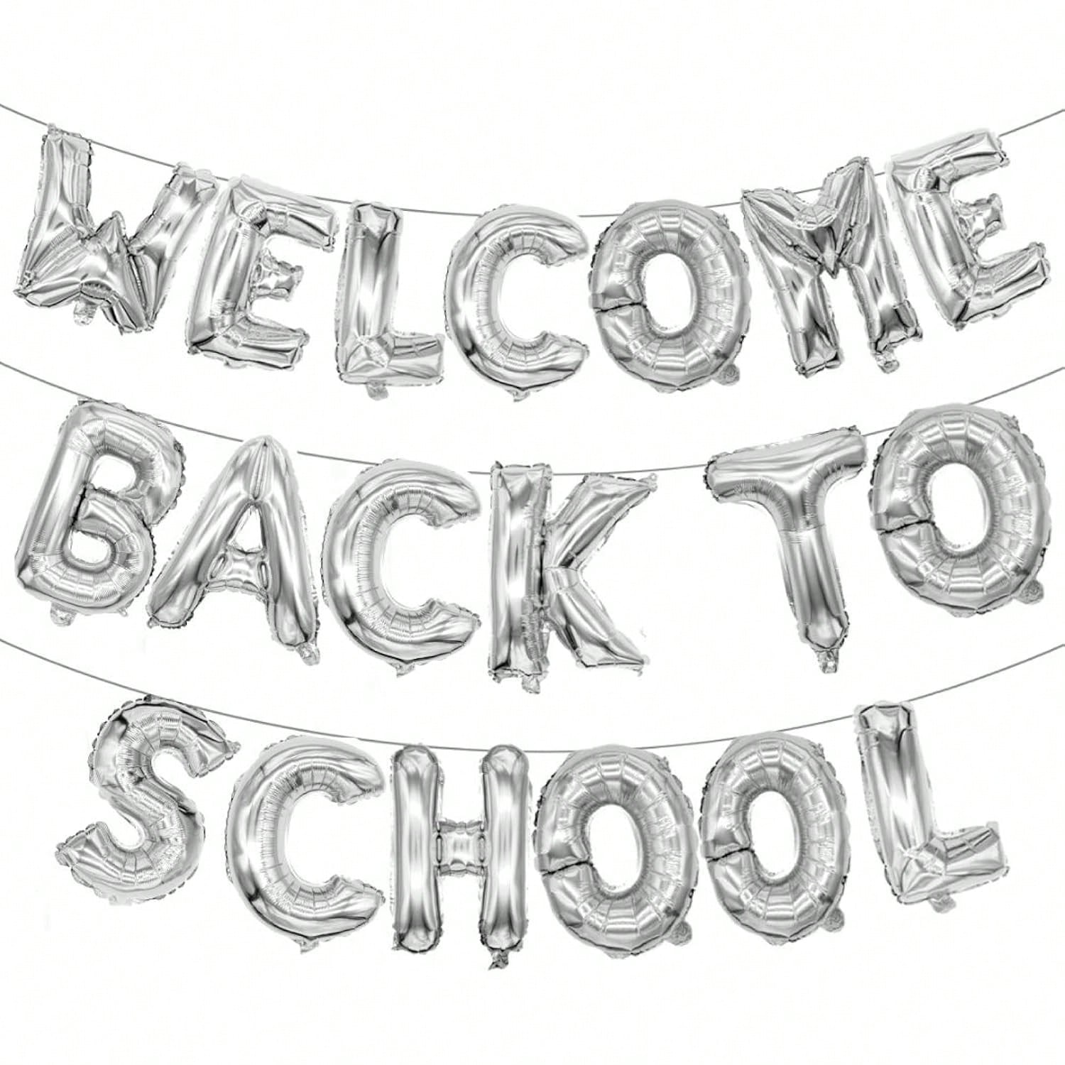 16" Welcome Back to School Silver Foil Balloon for Classroom Party Decorations