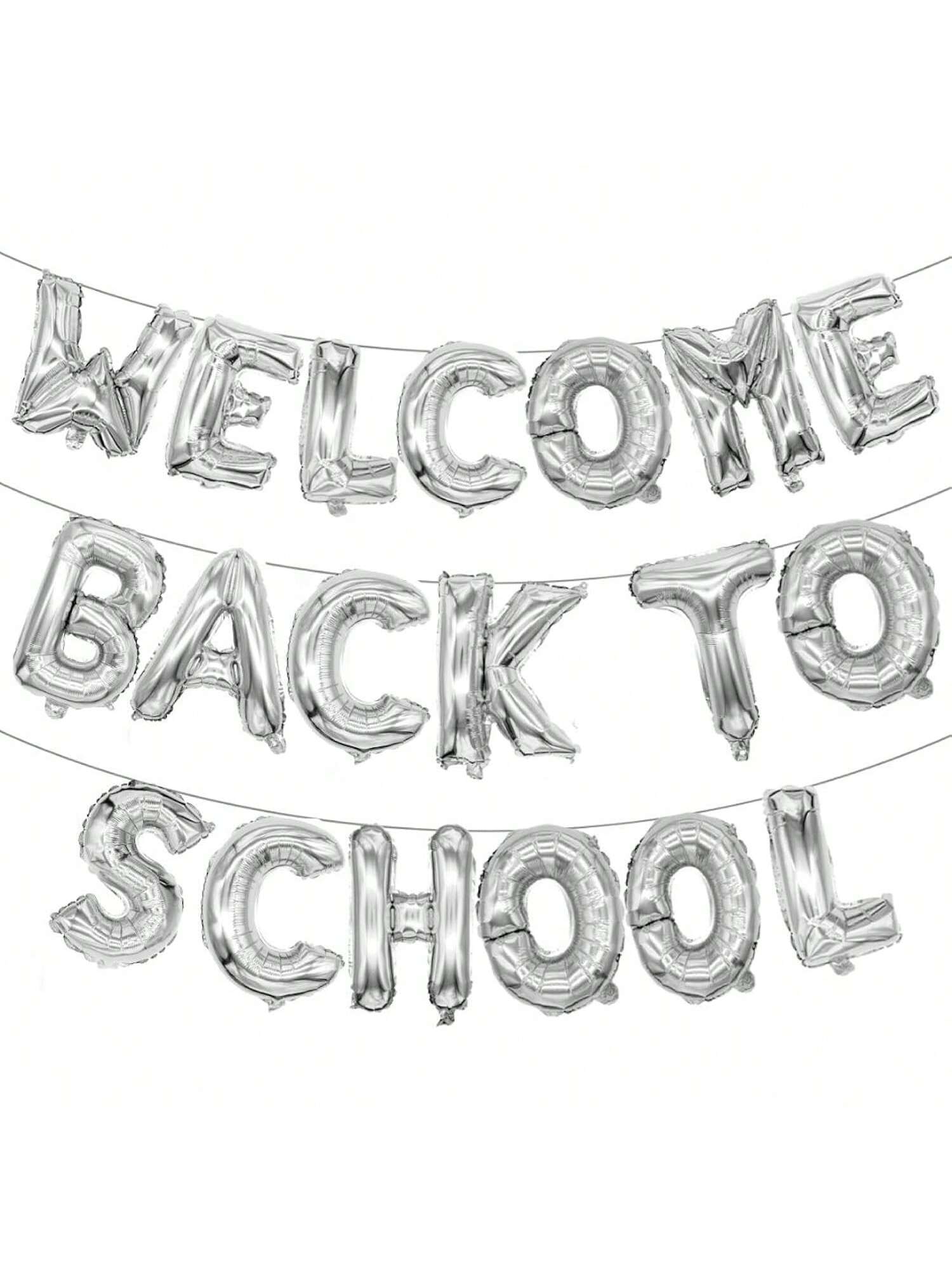 16" Welcome Back to School Silver Foil Balloon for Classroom Party Decorations