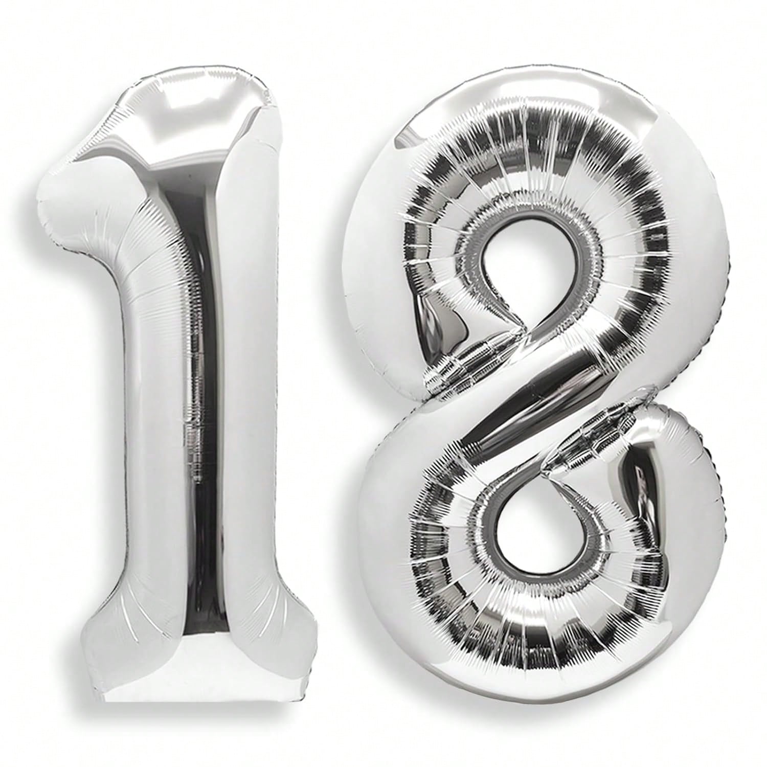40 Inch Silver Foil Number Balloons for 18th Birthday Anniversary Party