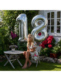 40 Inch Silver Foil Number Balloons for 18th Birthday Anniversary Party