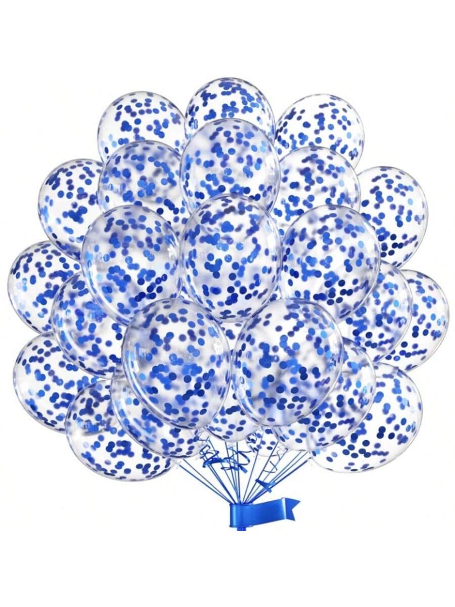 50pcs Blue Confetti 12 Inch Latex Balloons for Birthday Wedding Party Decor