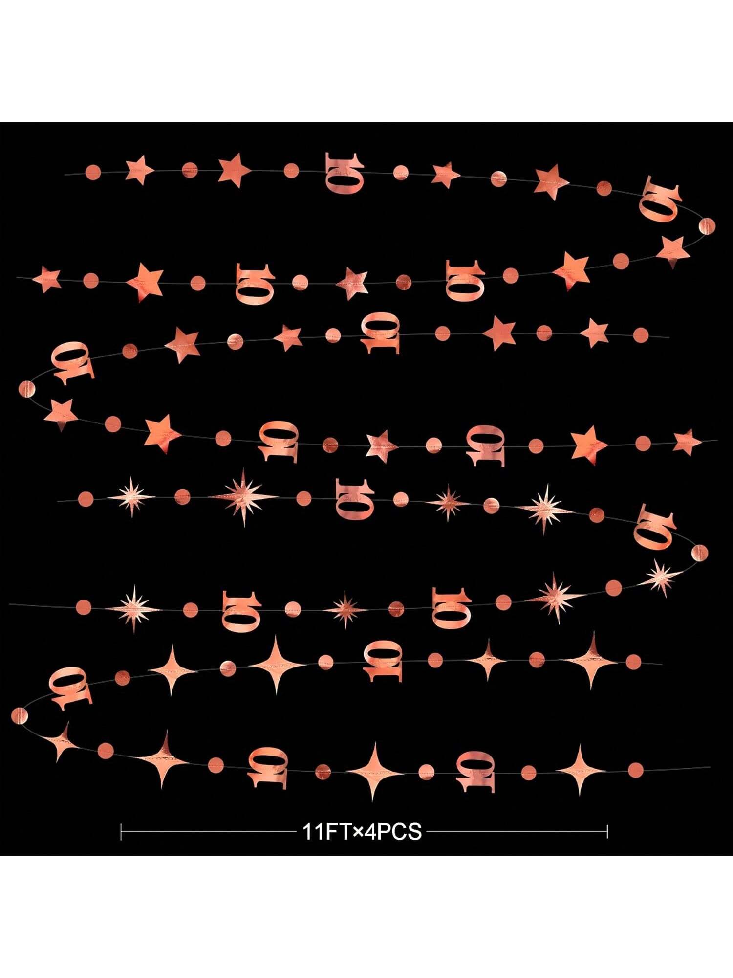 Rose Gold 10th Birthday Garland Banner Metallic Streamer Decorations for Party