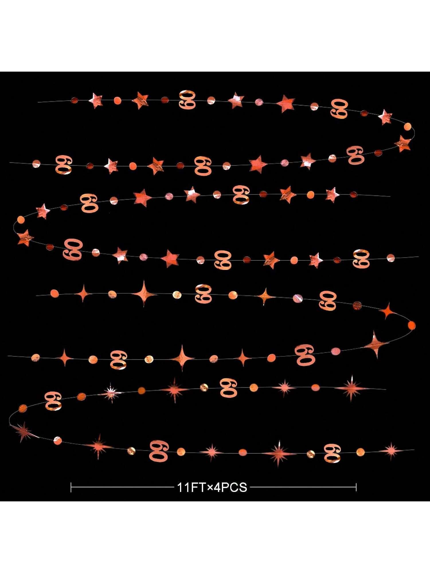 Rose Gold 60th Birthday Garland Streamer Banner Metallic Decorations for Party